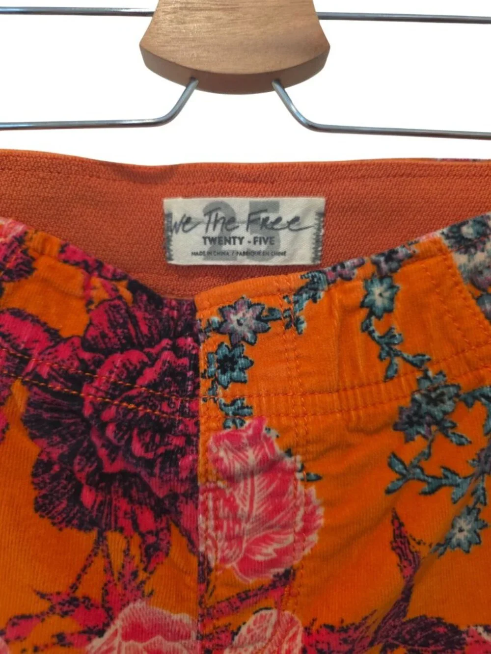 We The Free x Free People Printed Penny Pull-On Low Rise Corduroy Flare Pants 25 - Picture 7 of 10